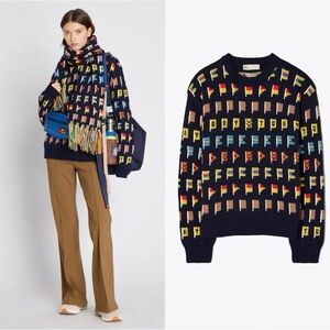 Tory Burch Wool Flag Winter Sweater Size Medium​​